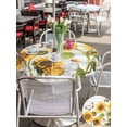 thumbnail image 5 of Outdoor Tablecloth with Umbrella Hole for Patio/Picnic/Party/Camping, Yellow Sunflowers Waterproof Table Cloth Round Cover Washable, Vintage Country Flowers Butterfly Wood Board (Dia 60"), 5 of 8