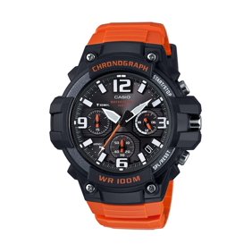 Casio Men's Black/Orange Chronograph Analog Watch MCW100H-4AV