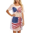 thumbnail image 4 of Pounoo Womens Cover Ups Swimwear Print Short Sleeve Relaxed Fit Lightweight Comfy Tees Casual Street Style Tops Summer Wear Gift, 4 of 5