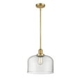 thumbnail image 4 of Innovations Lighting  Franklin Restoration Bell - 1 Light 12" Stem Hung Mini Pendant Clear/Satin Gold, 4 of 5