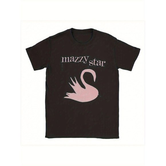 Mazzy Star Original AEST Graphic-T-Shirt- 100% Cotton Machine Washable, Casual Tee with Pink Swan Design, Unisex Regular Fit