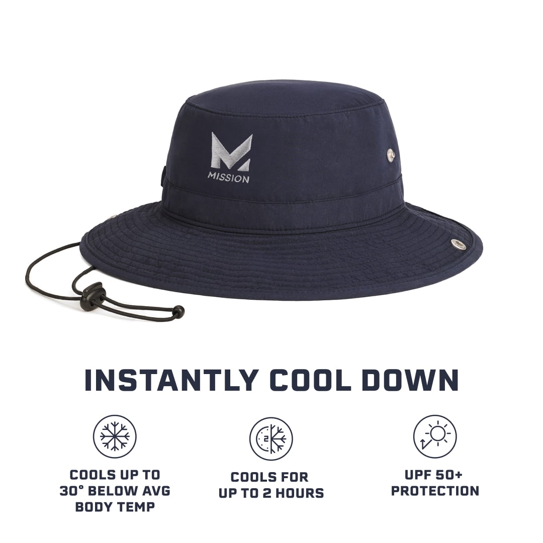 MISSION Cooling UPF Bucket Hat - Unisex Sun Hat for Hiking, Golfing & Fishing - Sweat & Water Activated Technology - Navy