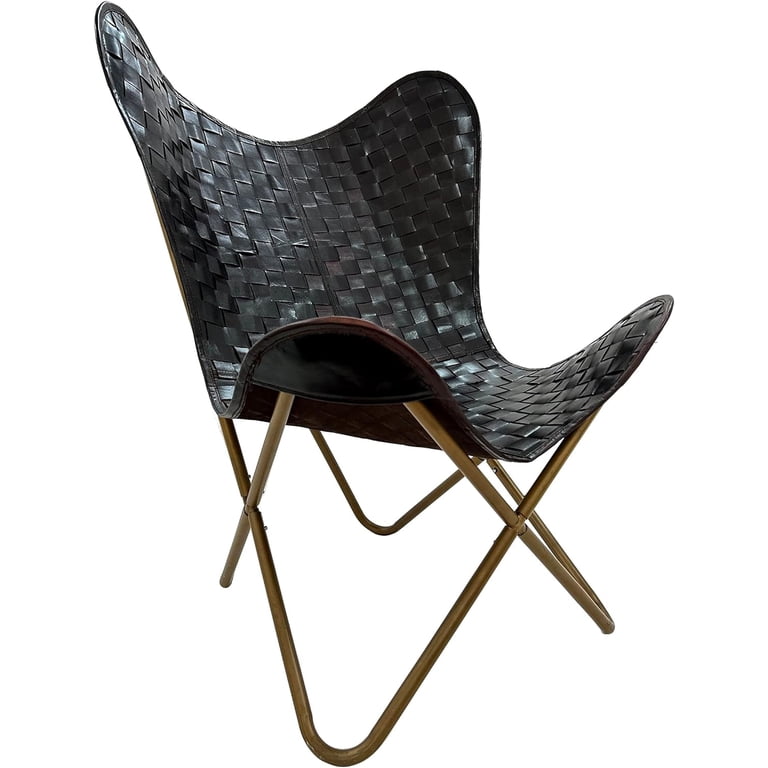 Rajeriya Leather Living Room Brown Chairs-Butterfly Leather