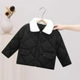 thumbnail image 3 of MEZZALL Kids Loose Jacket Children Lattice Crop Jacket Boys Girls Baby Thick Warm Collar Coat Fashion Long Sleeve Outerwear Solid Color Coats Winter Comfort Streetwear, 3 of 4