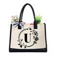 thumbnail image 4 of Bolsa Bolso de lona Letras Flor Portátil Playa Hombro de compras (U) Tmvgtek Para estrenar, 4 of 7