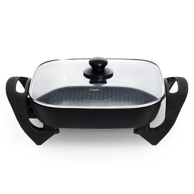 Sartén eléctrica COCINA CON COLOR - 30 x 30 cm, antiadherente de cerámica, libre de PFAS, 1400 W, tapa de vidrio templado, temperatura variable, sonda de calor extraíble, asas frías al tacto, color ne
