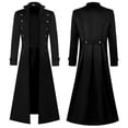 thumbnail image 2 of Hulanddfd Mens Coat Gothic Long Trench Coat, Stand Collar Double Breasted Outerwear with Silver Buttons, Vintage Wear, 2 of 9