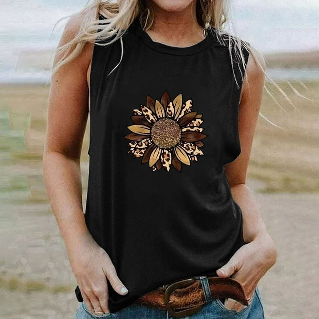 Daisyyozoid Nouvelles Arrivées Hauts pour Femmes Joyeuses Pâques Col Rond Imprimé Décontracté Pull Sans Manches T-shirt