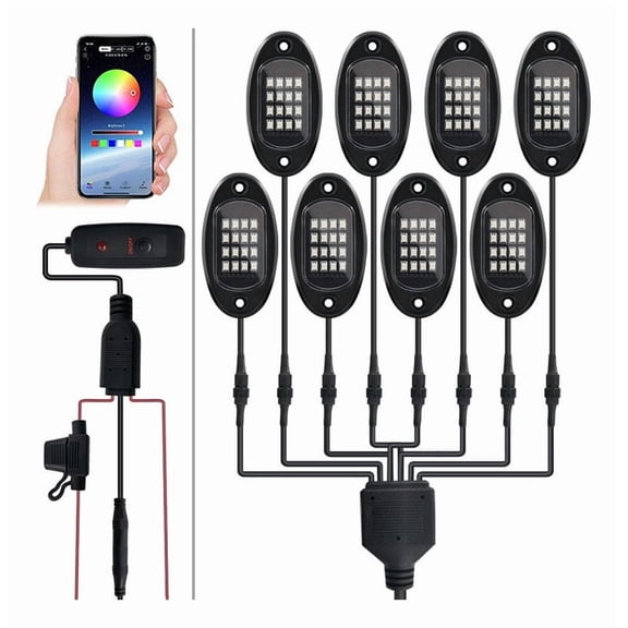 Applicable to 8 RGB LED Rock Lights, Neon Lights, N Light