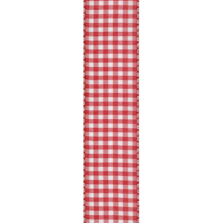 Offray 1.5 inch Gingham Red Check Ribbon, 9 ft.