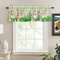 thumbnail image 2 of Easter Bunny Rod Pocket Curtain Valance, Spring Easter Eggs Chicken Sage Green Plaid Farmhouse Window Valance for Living Room, Bedroom, Kitchen 42"W x 18"L, 2 of 9