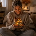 thumbnail image 6 of Resin Pumpkin Cottage Light Up House Set, 7.5" LED Fall Harvest Decor, Soft Glow For Anxiety Relief, Promotes Relaxation And Sleep, Thanksgiving Centerpiece, 6 of 7