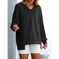 thumbnail image 3 of Women'S Oversized Sweatshirts Long Sleeve Tunic Shirts V Neck Loose Pullover Tops 2025 Trendy Fall Teen Girls Outfit Black XXL, 3 of 5