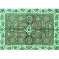 thumbnail image 1 of Ahgly Company Machine Washable Indoor Rectangle Oriental Turquoise Blue Traditional Area Rugs, 7' x 9', 1 of 4