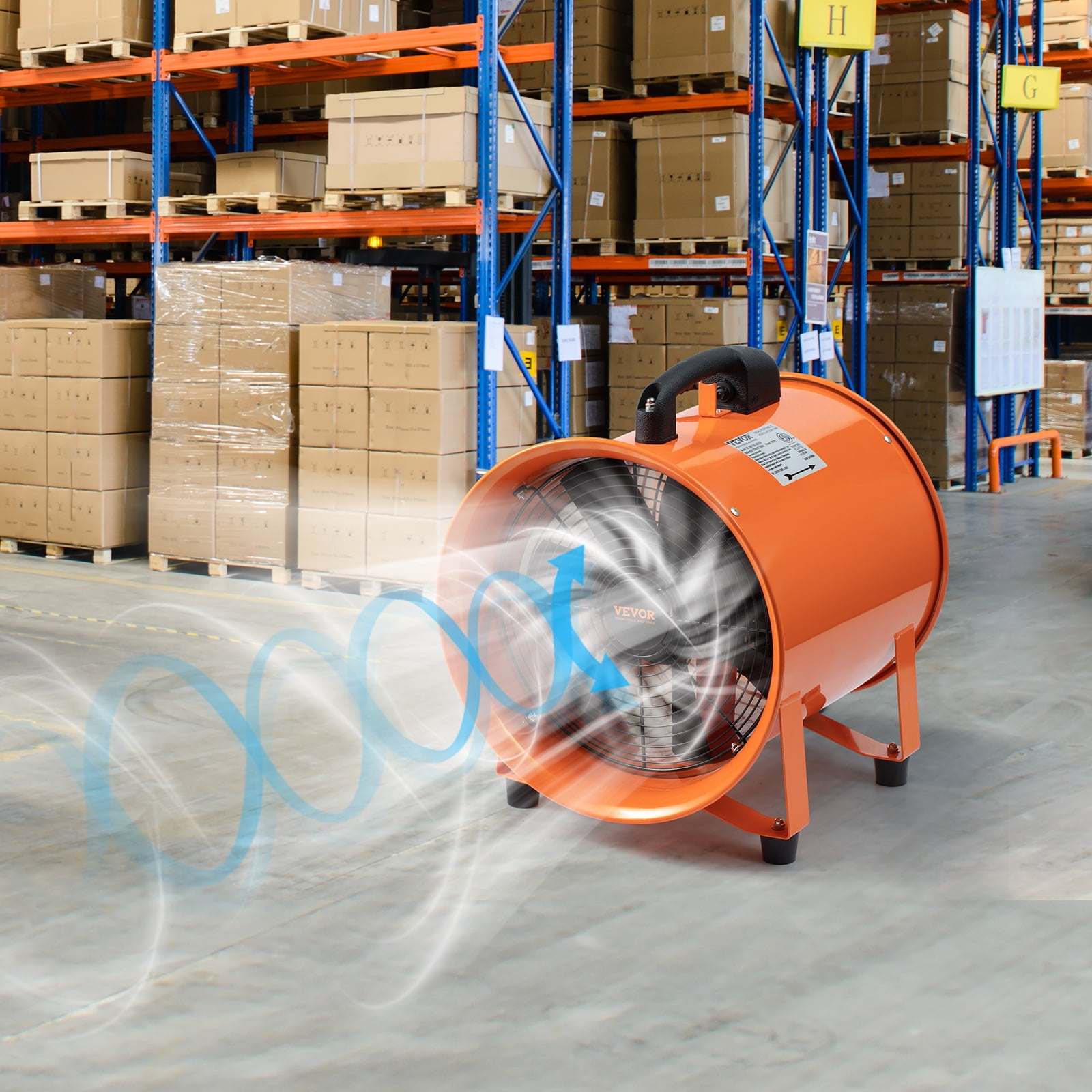 BENTISM 16.4' Duct 1893 CFM Extractor Fan 79 DB, 3400 RPM Orange
