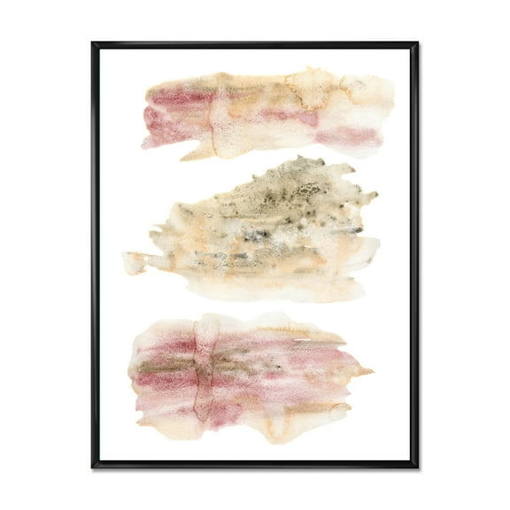 Designart 'Pink and Golden Abstract Clouds' Modern Framed Canvas Wall Art Print