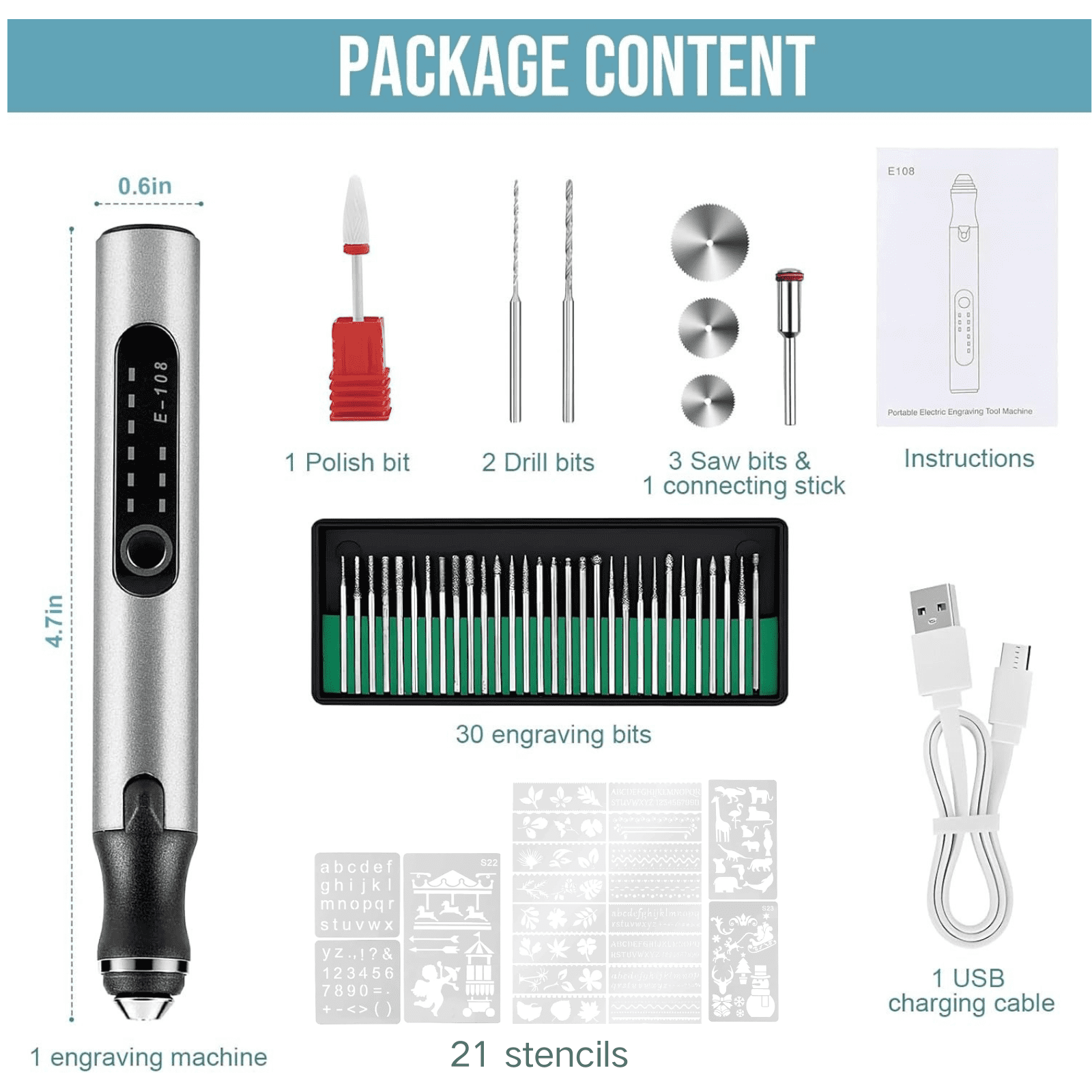 Electric Engraving Pen with 37 Bits, USB Rechargeable Cordless Engraving Machine, Portable DIY Rotary Engraver for Jewelry Wood Glass Stone Carving