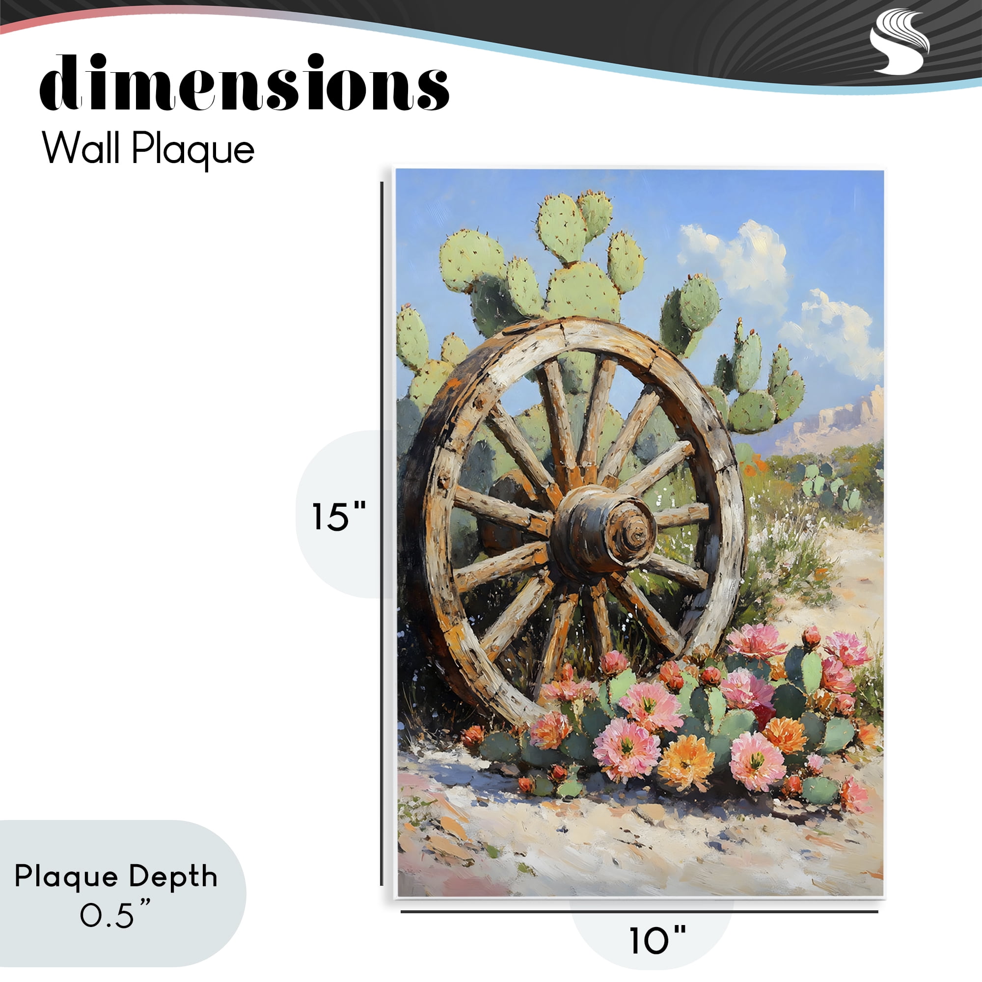Stupell Industries Wagon Wheel Among Cactus Wall Plaque Art, design by Franklyn Gregory