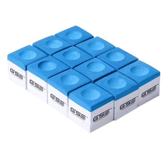 GSE Games & Sports Expert 12-Pack of Billiard Pool Cue Chalks. Pool Cue Table Accessories for Home Games, Bar, Club, Tournaments (6 Colors Available)