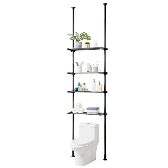 VEVOR Over the Toilet Storage, 4-Tier Adjustable Over Toilet Bathroom Organizer, Low-carbon Steel 53"-132" Tall Storage Shelf Rack, Easy Assembly Laundry Space Saver, for Small Rooms