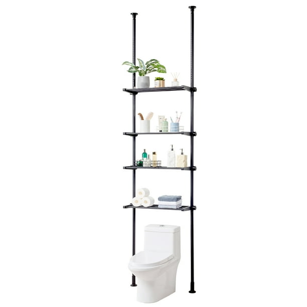 Estante de baño ajustable VEVOR sobre inodoro 4 niveles acero ecológico altura 53'-132' Facil de montar