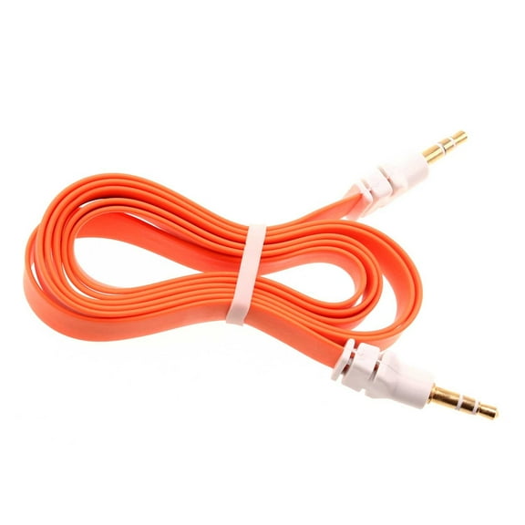 3.5mm Aux Cable Adapter Car Stereo Aux-in Audio Cord Speaker Jack Wire Orange K7P for Acer Liquid Jade Primo - Alcatel Onyx, Insight, Apprise, Jitterbug Smart, Avalon V, Go Flip V
