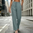 thumbnail image 6 of SAWOBUUN Women Wide Leg Pants High Waisted Front Button Straight Leg Dress Pants Pleated Work Slacks for Office Business Casual, 6 of 6