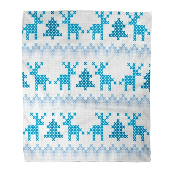 ASHLEIGH Flannel Throw Blanket Beautiful Christmas and Winter Detailed Pattern Made from Stitches Soft for Bed Sofa and Couch 50x60 Inches