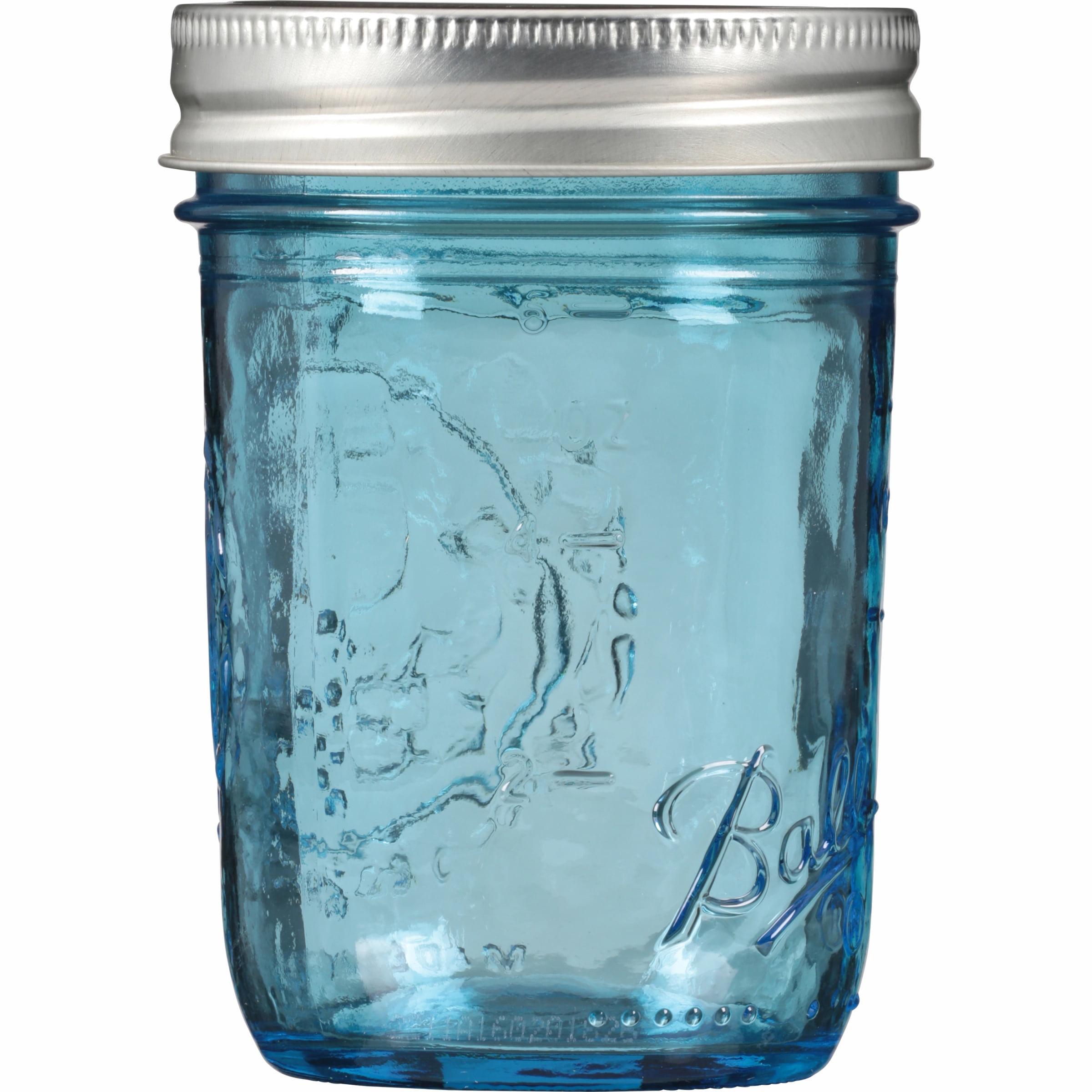Ball Wide Mouth Glass Mason Jar Wine glass with Stem W/ Lid. Blue