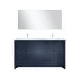 thumbnail image 2 of Lafarre 60 in W Navy Blue Double Vanity, White Quartz Top, Faucet Set & 55 in Mirror, 2 of 3