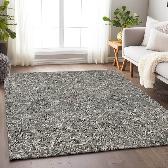 Addison Rugs Chantille Indoor/Outdoor Traditional Panel Pewter Washable Rectangle Rug, 10' x 14'