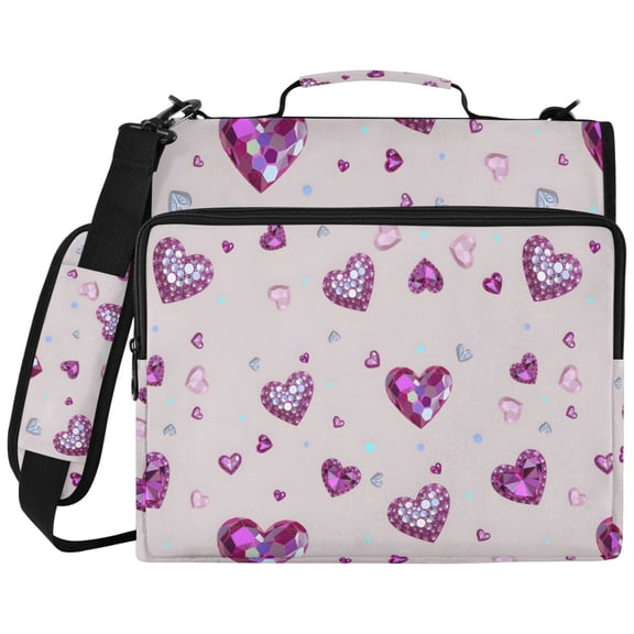 ALAZA Zipper Binder Sparkling Hearts Pattern 2 inch 3 Ring 500 Sheet Capacity Trapper Keeper File Folder Organizer Bag