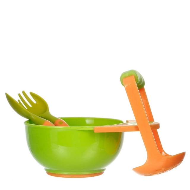 Tazón de molienda complementario para niños Juego de cuchara y tenedor bidimensionales de 4 mangos de molienda Juego de tazón de molienda y varillas de molienda