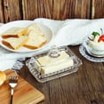 thumbnail image 3 of Transparent glass butter dish with handle cover, classic two-piece design butter dish, suitable for countertops, can be placed in dishwasher for cleaning, 3 of 4