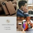 thumbnail image 4 of Dteck Wallet Case for iPhone 15 Pro Max, Handmade Retro Durable Soft PU Leather Magnetic Closure Flip Anti-Fall Shockproof Case with Kickstand and Card Slots Protective Cover, Brown, 4 of 6