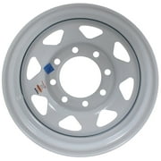 DEXSTAR Trailer Wheel Rim 372 16x6 16"x6" 8 Bolt Hole 6.5" on White Spoke Steel w/Stripe