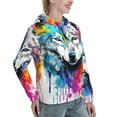 thumbnail image 6 of Sikiie Cool Colorful Wolf Women's Casual Hoodies Long Sleeve Lightweight Pullover Tops Loose Sweatshirt-Medium, 6 of 7