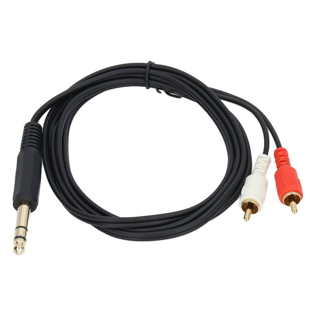 6.35mm To 2RCA Cable, To 1/4 Insert Cable Strong Signal Output Plug And Play Splitter Adapter For DVD Players