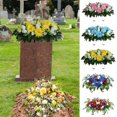 thumbnail image 2 of Artificial Cemetery Flowers Saddle, Large Artificial Cemetery Flowers for Grave, Headstone Flower Saddle, Cemetery Memorial Flowers for Outdoor Tombstone Decorations, 2 of 8