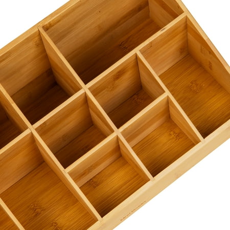 Mind Reader - 11-Compartment Coffee Condiment Organizer - Brown Bamboo
