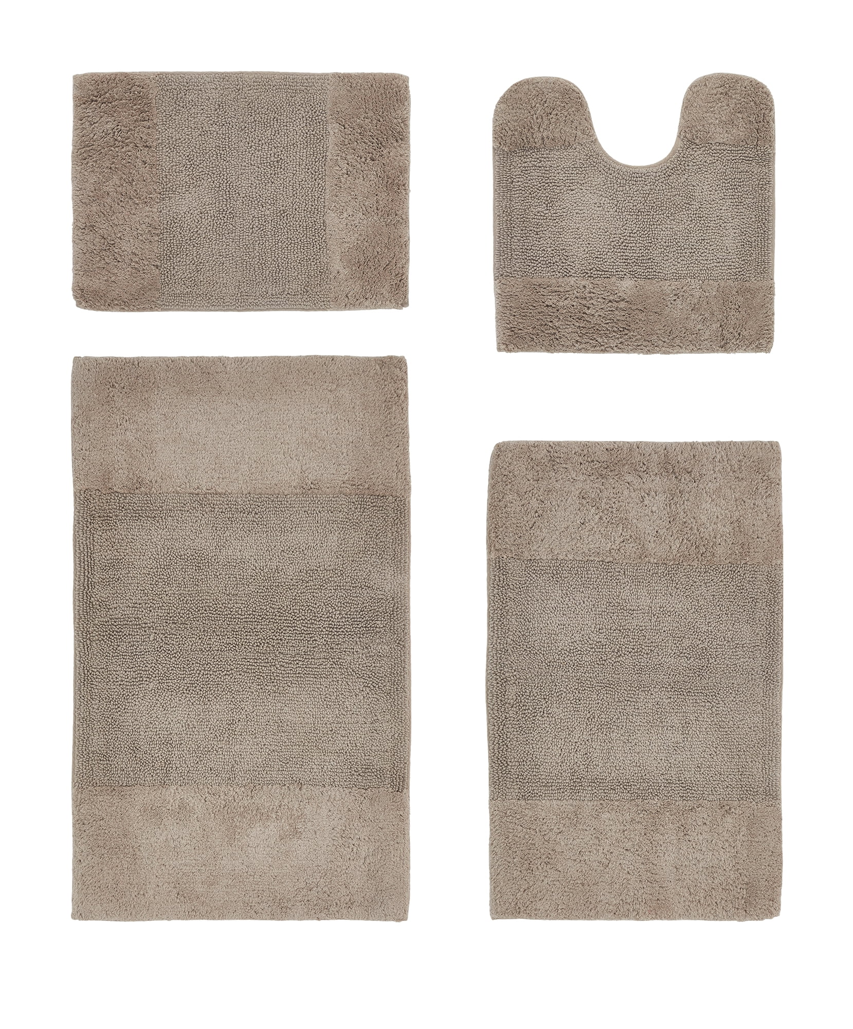 Better Trends 4 Piece Bathroom Rug Set, 100% Cotton, Extra Soft Tufted Bath Mat, Water Absorbent & Non Slip Bath Rug, (Beige) Granada Collection