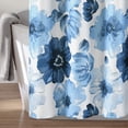 thumbnail image 5 of Leah Shower Curtain-Bathroom Flower Floral Large Blooms Fabric Print Design, 72" x 72", Navy & White, 5 of 6