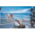 thumbnail image 2 of Unknown 32x22 White Modern Wood Framed Museum Art Print Titled - Hammock by the Sea, 2 of 4