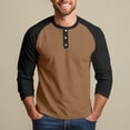 thumbnail image 6 of Mens Tshirts 3/4 Sleeve Crew Neck Henley T-Shirt Loose Fit Khaki Tshirt with Button Men Casual Shirt, 6 of 6