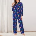 thumbnail image 2 of Pofeuu Jellyfish colorful Print Womens Pajamas Set Long Sleeve Sleepwear Button Down Nightwear Soft Pj Lounge Sets Button Down Pajamas Women-Medium, 2 of 7