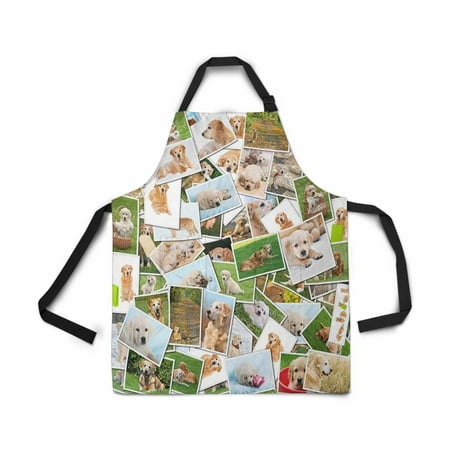 

ASHLEIGH Adjustable Bib Apron for Women Men Girls Chef with Pockets Collage Photos Collection Novelty Kitchen Apron for Cooking Baking Gardening Pet Grooming Cleaning