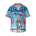 thumbnail image 3 of Cauagu Beach Flamingo Trio Men's Short Sleeve Button Down Hawaiian Shirt for Men Bowling Shirts Casual Summer Beach Shirt,3X-Large, 3 of 6