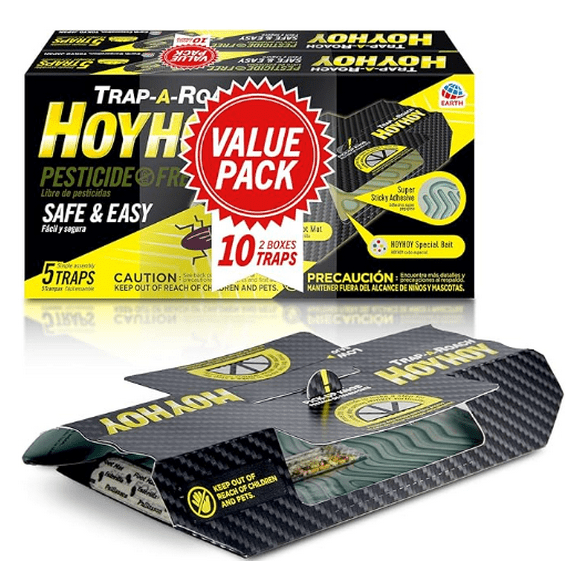 HOY HOY Roach Trap, Great for Home with Kids and Pets, Sticky Pest Control Trap for Indoor, Made in Japan 10 Traps (5 Trap x 2 Pack)