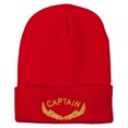 thumbnail image 5 of Captain Oak Leaf Embroidered Long Knitted Beanie - Red OSFM, 5 of 5