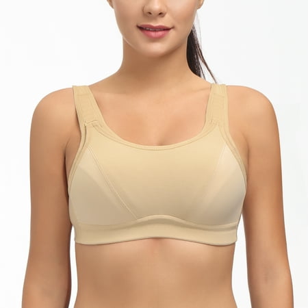 

Wingslove Women s Non Padded Wireless Plus Size High Impact Sports Bra Beige 42C